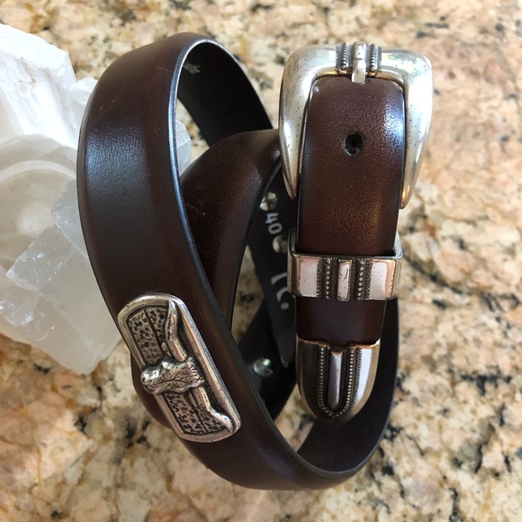 Ducks🦆Unlimited Longhorn Belt Brown Italian Saddle Leather Texas Longhorn🦆40 - Picture 7 of 8